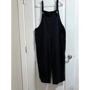 Loose Bib overalls jumpsuit cotton linen blend size L